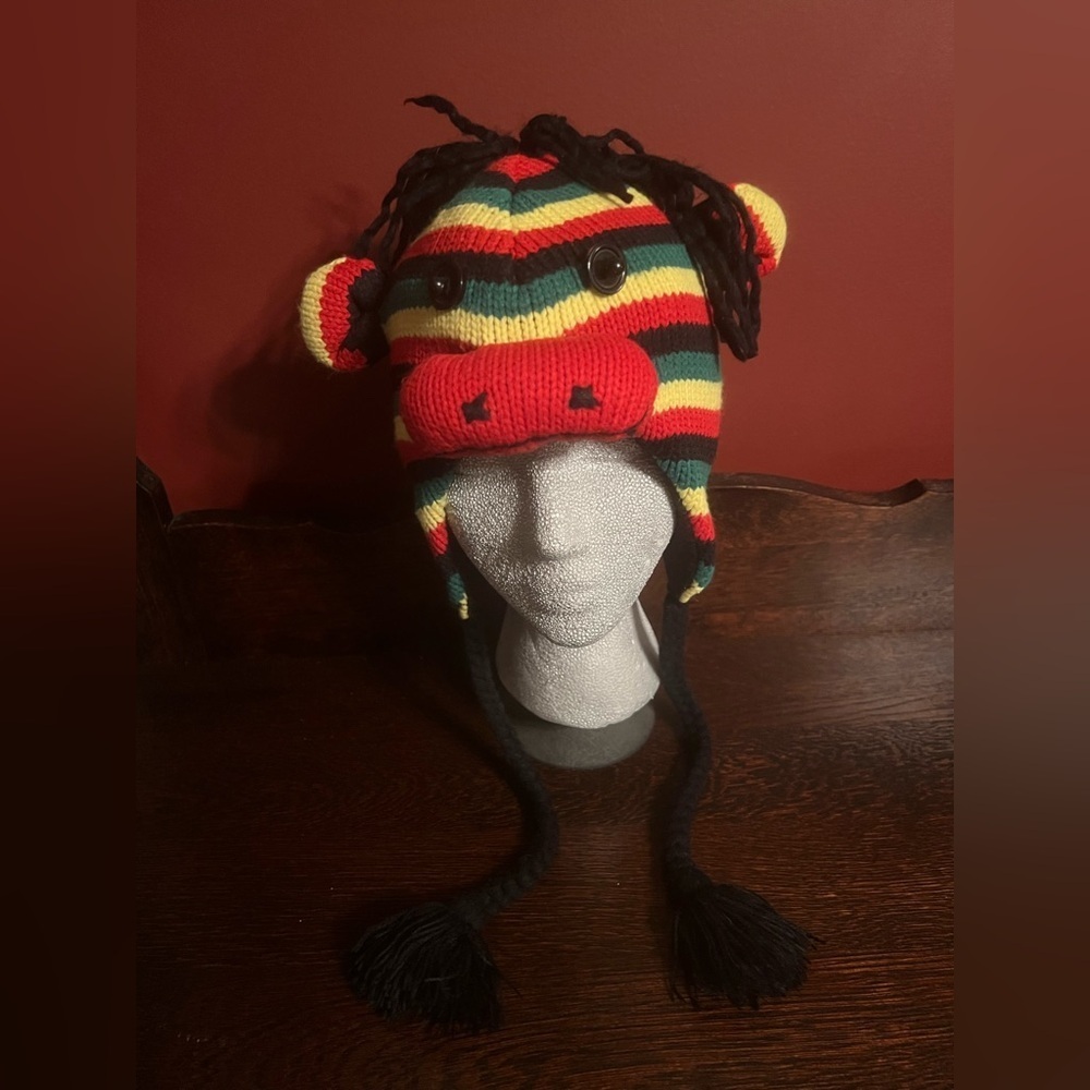 Colorful Knit Animal Reggae Hat with Ear Flaps